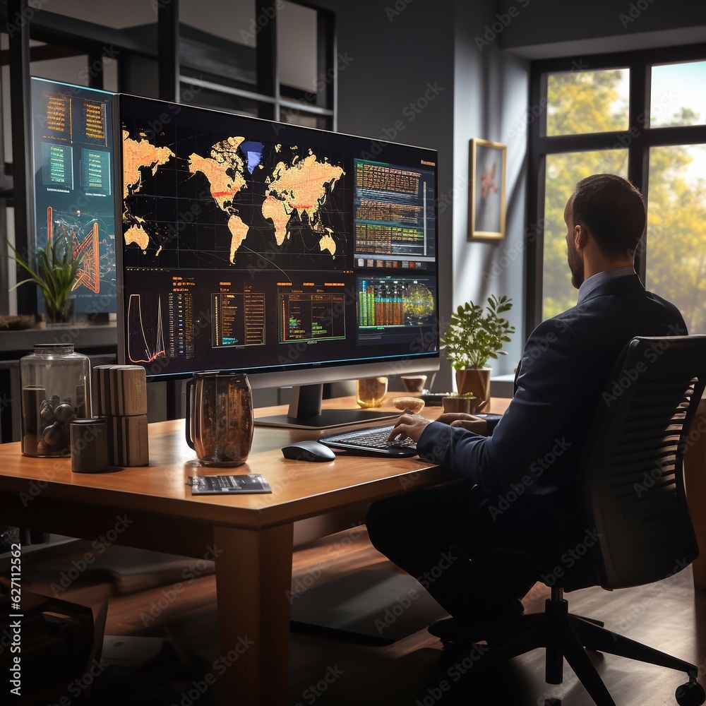 Fototapeta premium trader focused on business analysis in an office