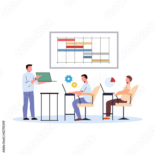 Business people working together in office. Meeting at the office Vector illustration in flat style.