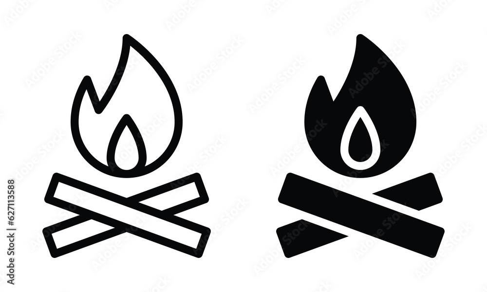 Bonfire icon with outline and glyph style. Bonfire icon with outline and glyph style.