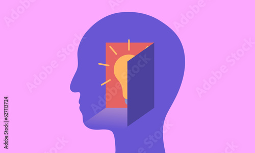Creative illustration of turning on the brain and bursting with inspiration