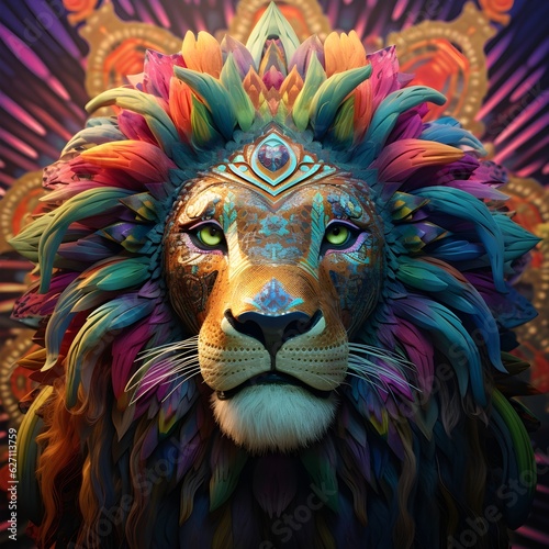 Soul of the Bohemian Lion  A Whimsical and Majestic Illustration