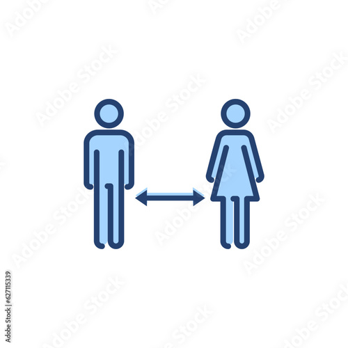 Social distancing vector. social distance sign and symbol. self quarantine sign
