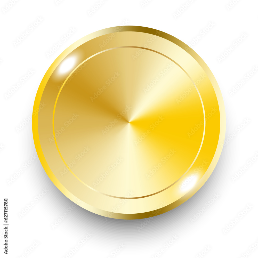 Metal golden button. Vector illustration. EPS 10.