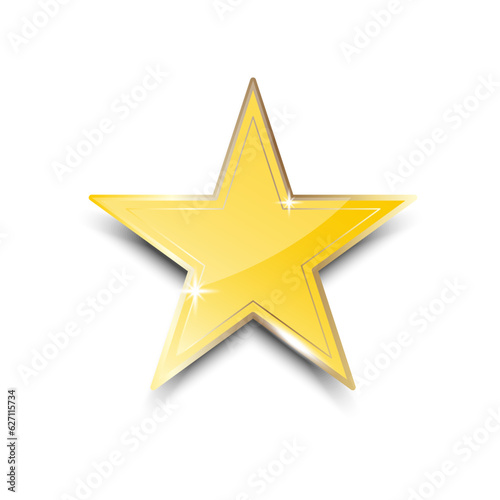 Golden star icon. 3d rendering. Vector illustration.