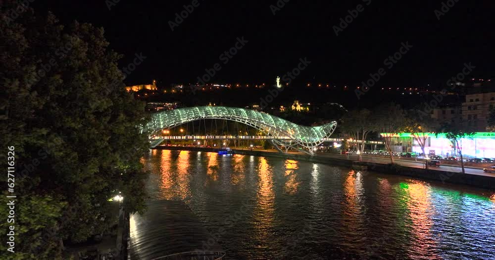 Aerial view of Tbilisi city central park and Bridge of Peace. Beautiful cityscape of old Tbilisi Aerial view of Tbilisi city central park and Bridge of Peace. Beautiful cityscape of old Tbilisi