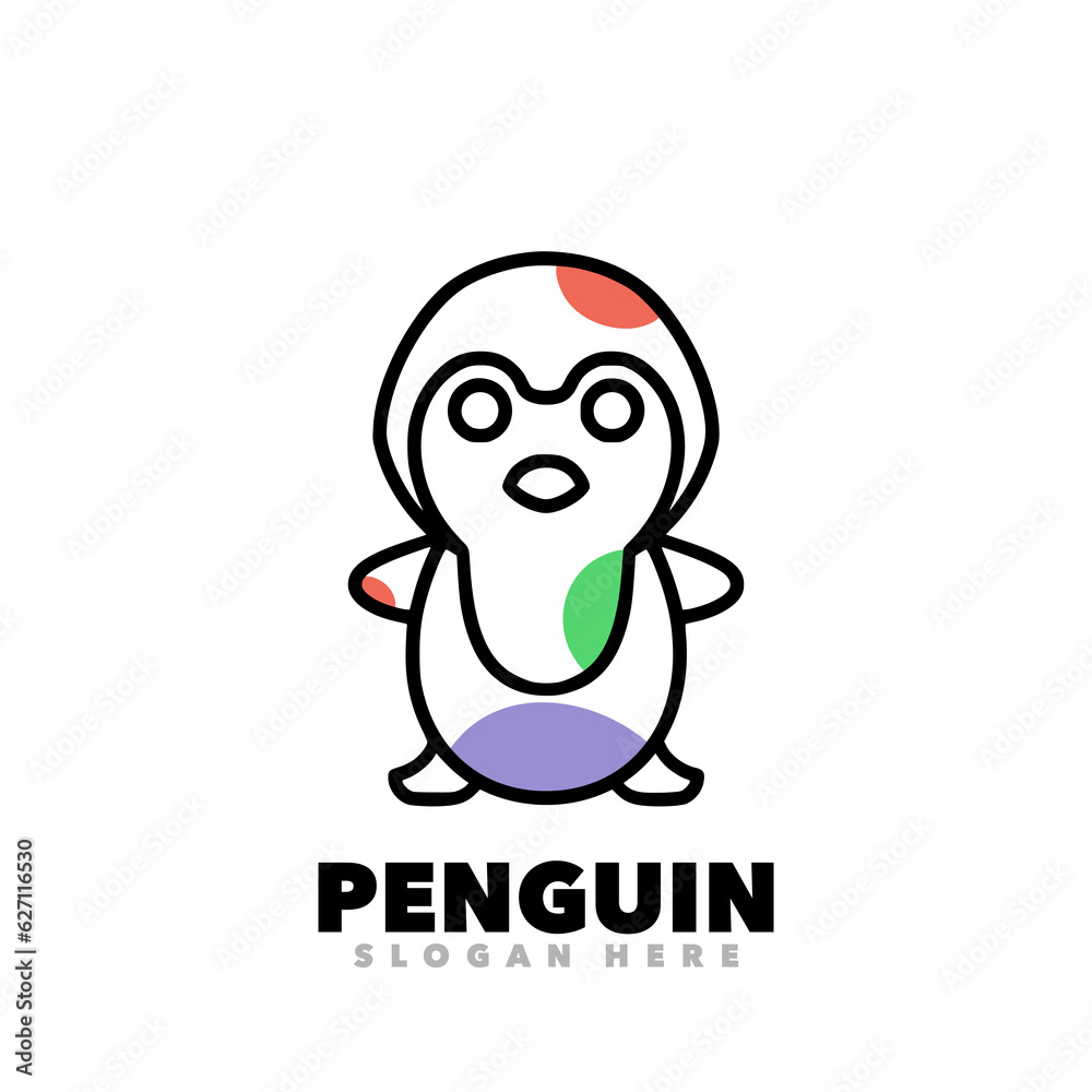 Penguin line art outline Penguin line art outline
