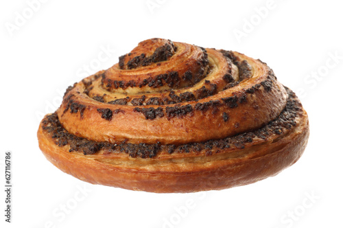 Freshly baked spiral pastry isolated on white