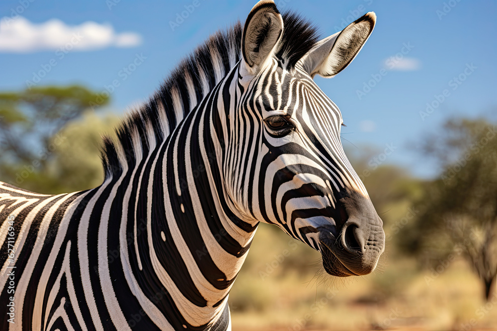 Naklejka premium zebra portrait in nature