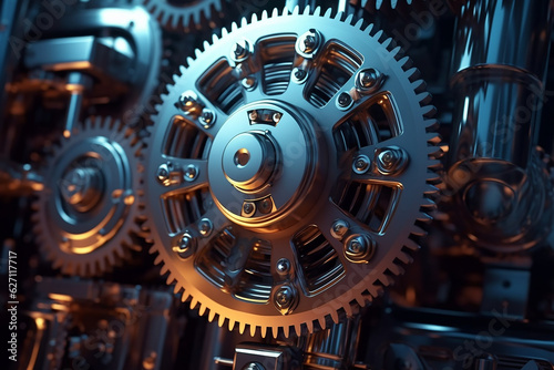 mechanism with gears, abstract background with a futuristic design