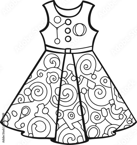A-line dress coloring pages vector animals