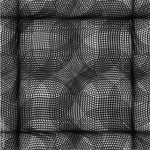 Dense fishnet with swelling and black sutures