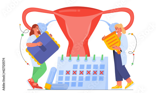Women with menstrual processes vector concept