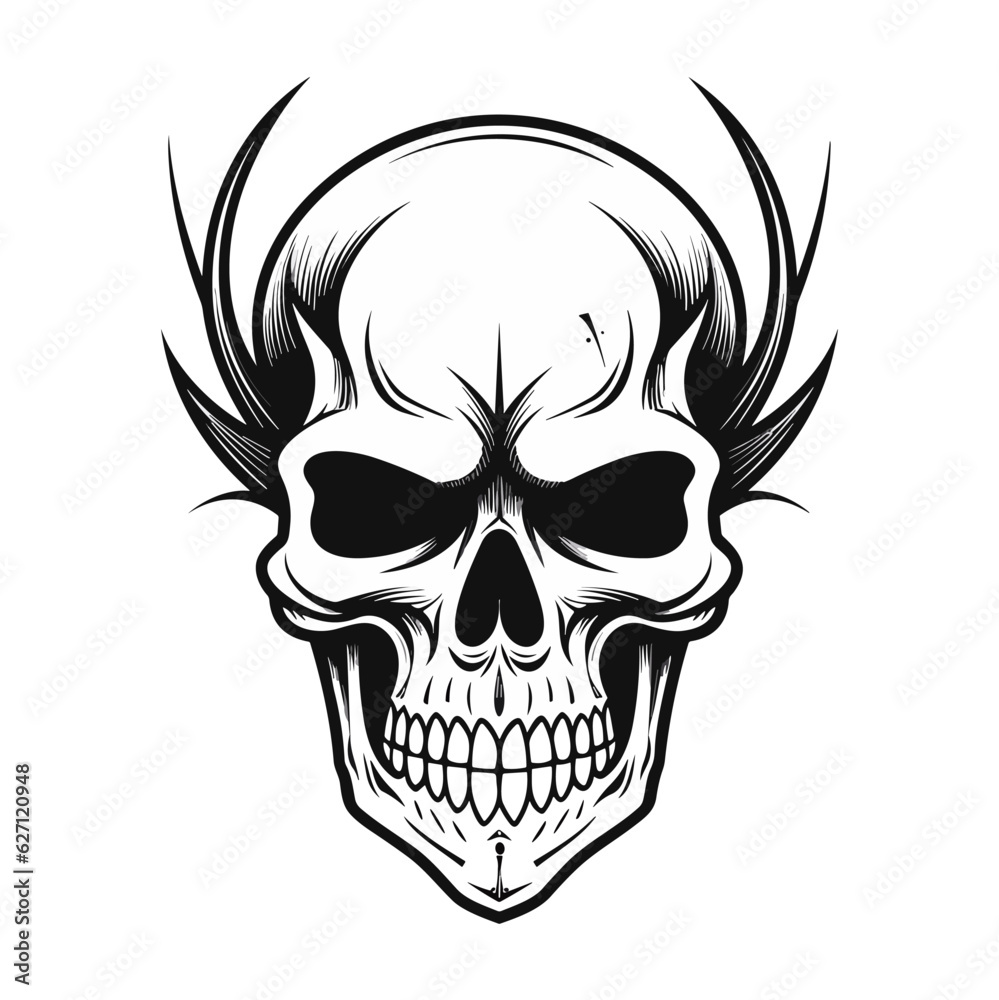 Artistic vector of a skull illustration. Suitable for tattoo, design, and logo.