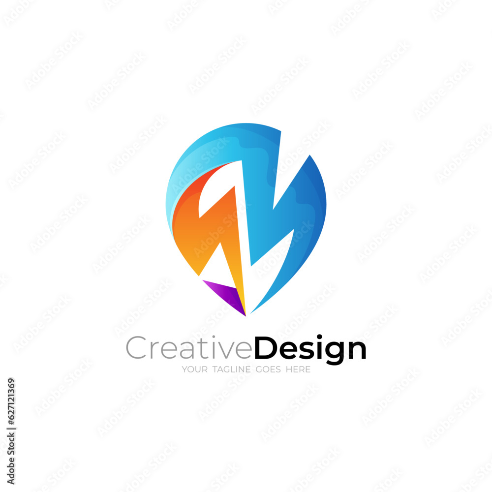 Letter S and M design combination, location logos Letter S and M design combination, location logos