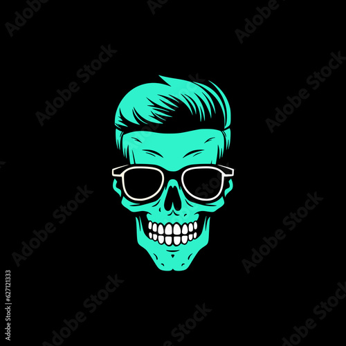 simple emo skull head eyeglass brand logo vector illustration template design