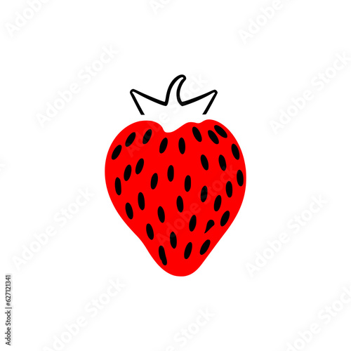 simple strawberry fruit farm nature logo vector illustration template design