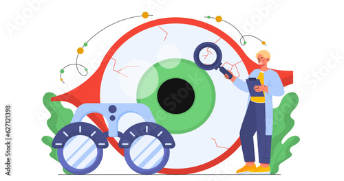 Ophthalmologists with eye vector concept