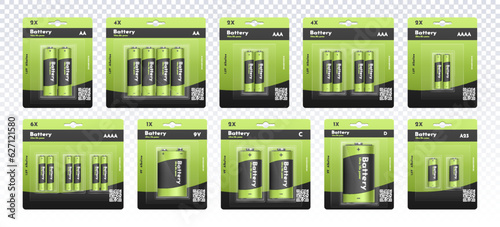 Set of packages with batteries vector concept