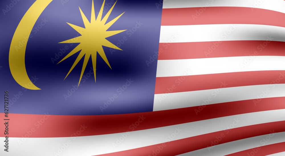 Realistic wavy Malaysia flag background design Realistic wavy Malaysia flag background design