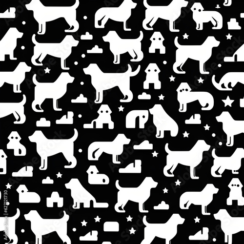 seamless pattern with dogs. Generated AI