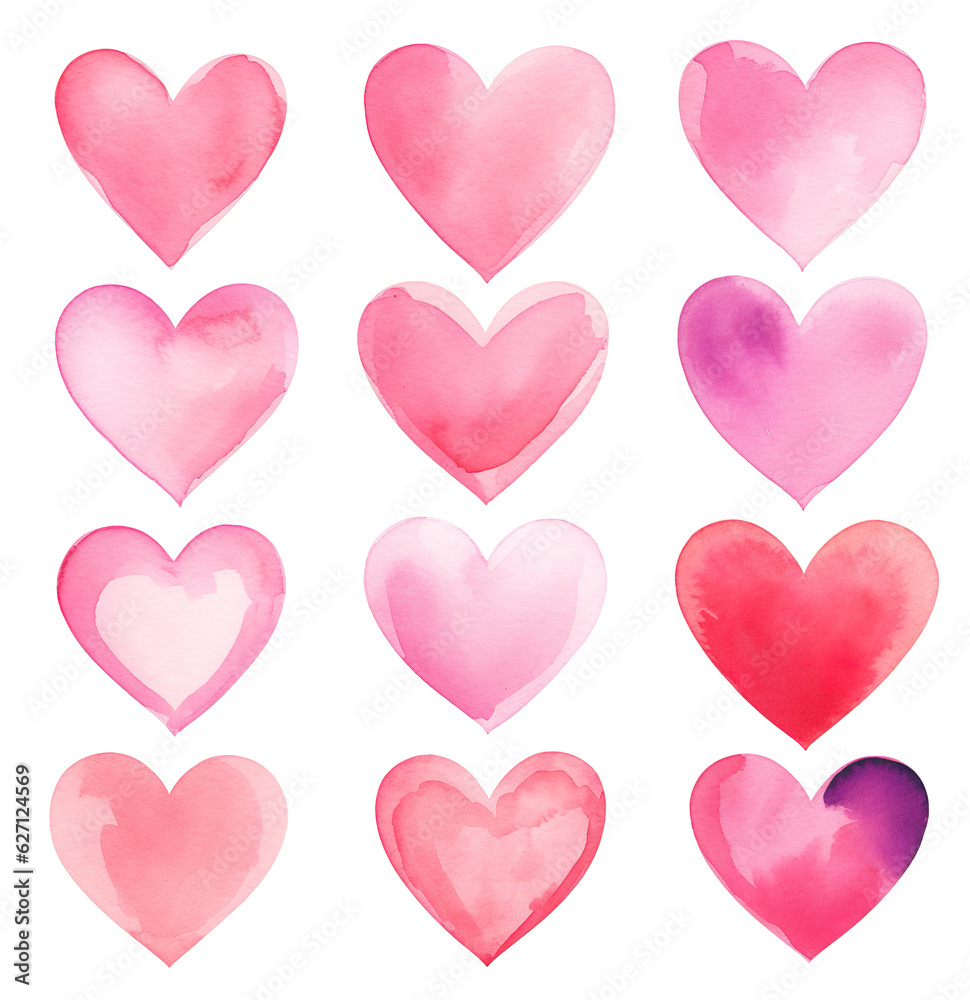 watercolor seamless pattern collection background with hearts