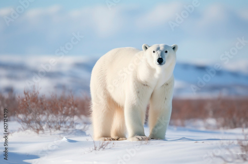 Polar bear in its natural habitat in the Arctic Circle. AI generated