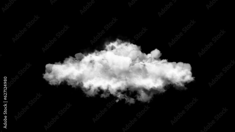 4k cloud loop. fast billowing cloud isolated on black background alpha, light rays shining, Steam, Transition, Smoke, Storm, Weather, Nature, Rain, Cloudscape, Heaven, isolated, air, summer, fog