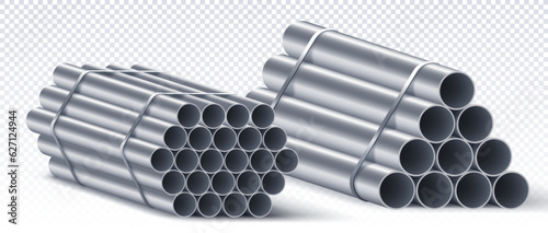 Stack of steel pipes on copy space vector concept