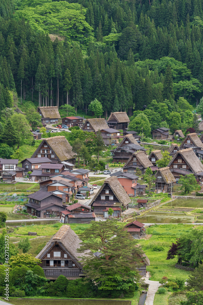 idyllic landscape of historical village Shirakawa-go in Japan idyllic landscape of historical village Shirakawa-go in Japan