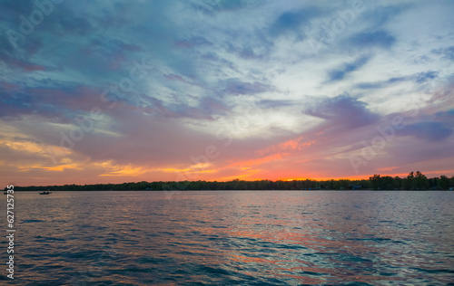 sunset over the lake