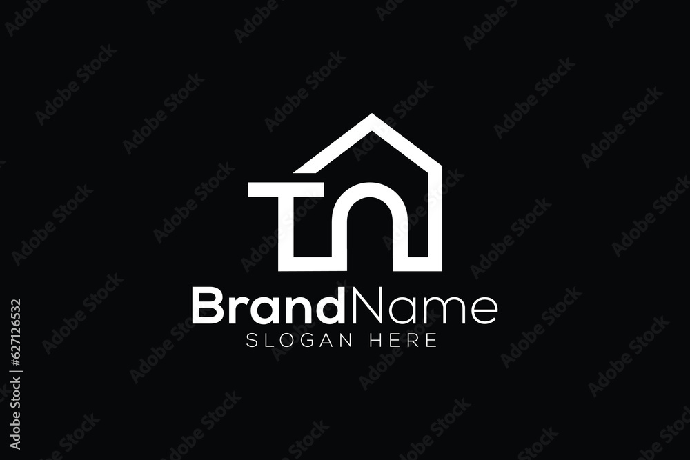 Minimal letter T N real estate home Logo design vector template Minimal letter T N real estate home Logo design vector template