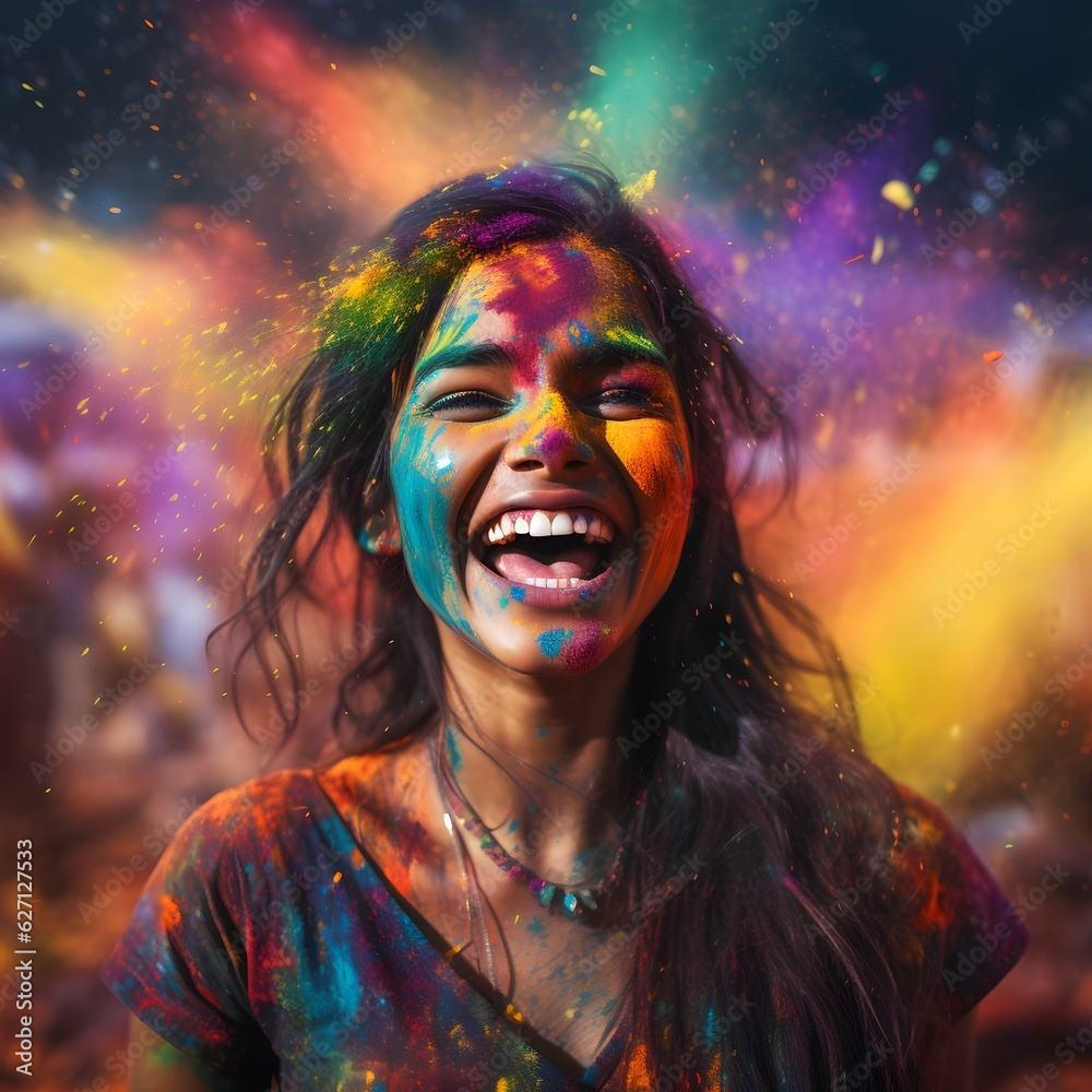 Celebrate the Joyful Color Explosion of a Holi Festival, Capturing Vibrant Moments with a Burst of Hues