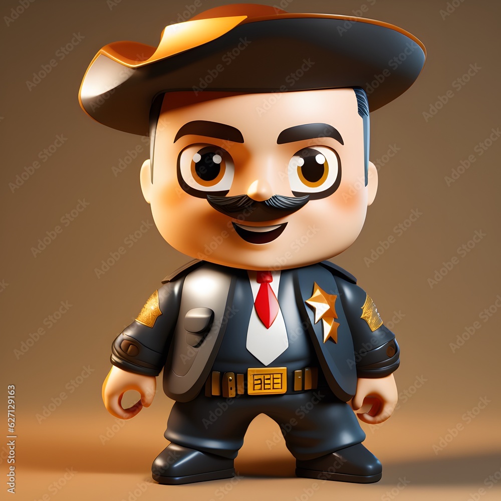 3d cute sheriff chibi figure created by generative ai