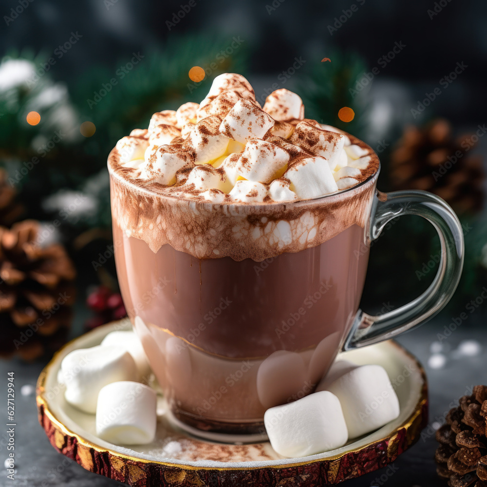 A hot chocolate with marshmallows
A hot chocolate with marshmallows