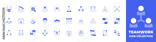 Teamwork icon collection. Duotone style line stroke and bold. Vector illustration. Containing onboarding, low performance, human resources, teamwork, networking, network, intermediary, and more.