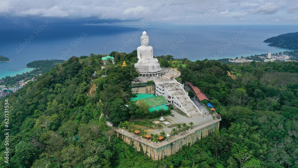 Stunning panoramic view Phuket white big Buddha landmark of Phuket island can see from distance. Stunning panoramic view Phuket white big Buddha landmark of Phuket island can see from distance.