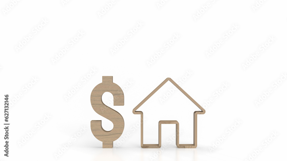 The dollar symbol and home icon for property business concept 3d rendering The dollar symbol and home icon for property business concept 3d rendering