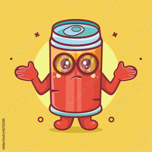 funny drink can character mascot with confused gesture isolated cartoon in flat style design
