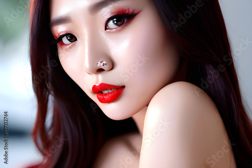 young, korean, woman, make-up, generative AI image