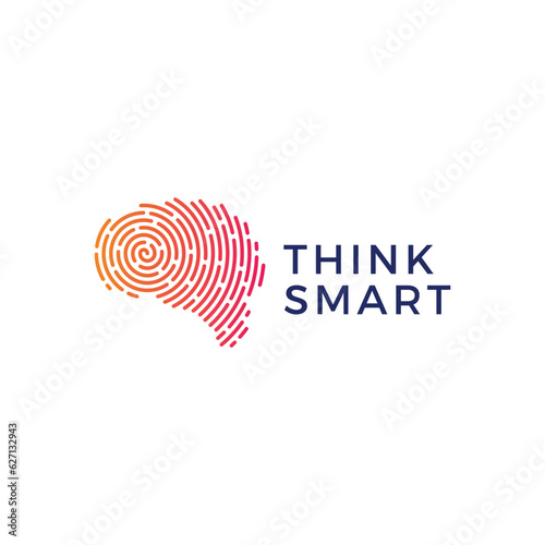 brain finger print fingerprint lock secure security logo vector icon illustration