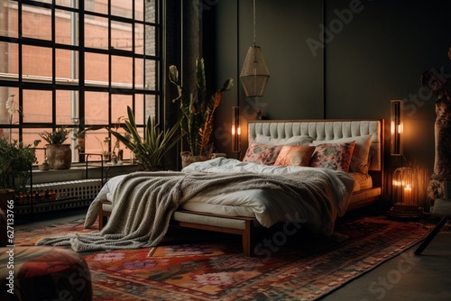 Bedroom interior inspired by Bohemian design