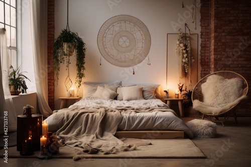 Bedroom interior inspired by Bohemian design