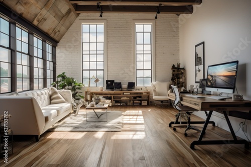 Office interior inspired by modern farmhouse design