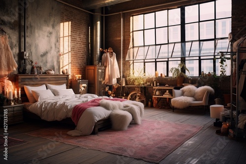Bedroom interior inspired by Bohemian design