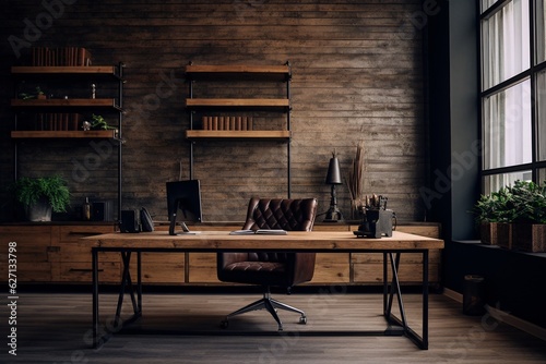 Office interior inspired by modern farmhouse design