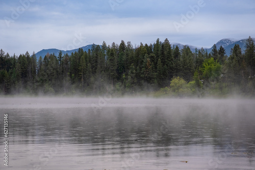 Misty and fog lake