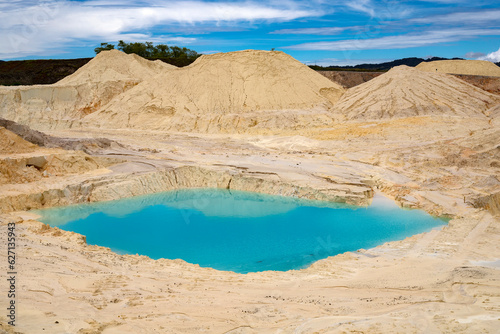 Kaolin extraction mine - White mud, clay and volcanic ash