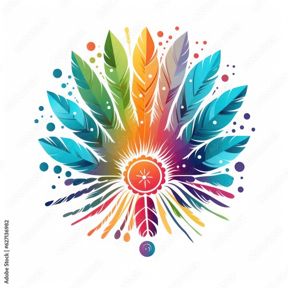 Fototapeta premium Boho Rainbow vector Bundle, Boho Rainbow Clipart, Boho Rainbow & Flowers, Generated by AI