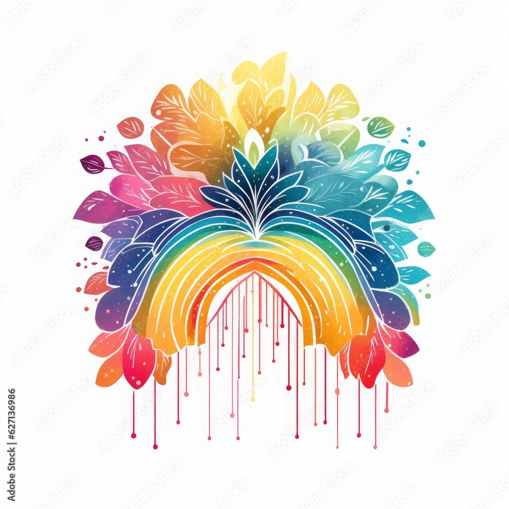 Boho Rainbow vector Bundle, Boho Rainbow Clipart, Boho Rainbow & Flowers, Generated by AI