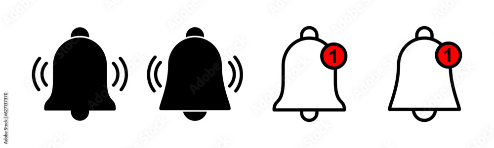 Bell Icon set illustration. Notification sign and symbol for web site design Bell Icon set illustration. Notification sign and symbol for web site design